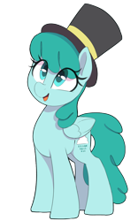 Size: 800x1280 | Tagged: safe, artist:thebatfang, spring melody, sprinkle medley, pegasus, pony, background pony, cute, eye clipping through hair, female, folded wings, hat, looking up, mare, open mouth, open smile, simple background, smiling, solo, top hat, transparent background, wings