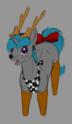 Size: 700x1200 | Tagged: safe, artist:stray prey, oc, oc only, oc:lucent, pony, unicorn, animal costume, costume, reindeer costume, solo, sternocleidomastoid