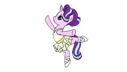 Size: 1280x720 | Tagged: safe, artist:starcoder, starlight glimmer, pony, unicorn, g4, ballerina, clothes, female, glimmerina, mare, simple background, smiling, solo, standing, standing on one leg, transparent background, tutu