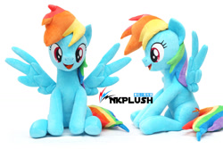 Size: 1280x854 | Tagged: safe, artist:nekokevin, rainbow dash, pegasus, pony, g4, commission, female, irl, mare, photo, plushie, simple background, solo, spread wings, white background, wings