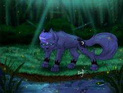 Size: 1600x1200 | Tagged: safe, artist:vera2002, princess luna, cat, g4, catified, female, pond, princess mewna, reflection, solo, species swap, water