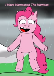 Size: 3508x4960 | Tagged: safe, artist:sketchyboi25, pinkie pie, earth pony, pony, g4, female, gravity, levitation, magic, open mouth, rain, self-levitation, solo, telekinesis