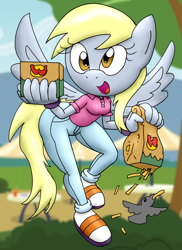 Size: 1200x1650 | Tagged: safe, artist:flash equestria photography, derpy hooves, bird, mobian, pegasus, anthro, g4, breasts, female, solo, sonic the hedgehog (series), sonicified