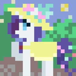 Size: 1200x1200 | Tagged: safe, artist:melodylibris, rarity, pony, unicorn, g4, clothes, dress, female, hat, mare, pixel art, solo, sun hat