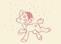 Size: 1826x1325 | Tagged: safe, artist:pink lemonade, oc, oc only, oc:pink lemonade, pony, unicorn, catching snowflakes, christmas, dot eyes, female, hat, holiday, mare, monochrome, santa hat, short tail, snow, snowfall, solo, tail, tongue out, unshorn fetlocks