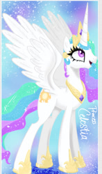 Size: 484x823 | Tagged: safe, artist:klv2500, princess celestia, alicorn, pony, g4, ethereal mane, eyelashes, female, hoof shoes, looking up, mare, peytral, smiling, starry mane