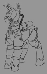 Size: 806x1280 | Tagged: safe, artist:stray prey, pony, armor, power armor, solo