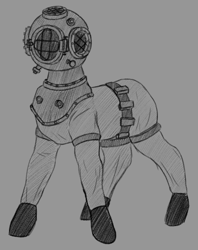 Size: 950x1200 | Tagged: safe, artist:stray prey, oc, oc only, pony, diving suit, solo