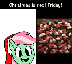 Size: 533x475 | Tagged: safe, artist:panoramhusky, minty (g4), earth pony, pony, g4, christmas, cookie, cookie dough, female, food, freckles, hat, holiday, mare, meme, santa hat
