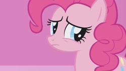 Size: 2560x1440 | Tagged: safe, screencap, pinkie pie, earth pony, pony, g4, suited for success, female, frown, reaction image, sad, solo, when she doesn't smile