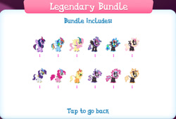 Size: 1259x853 | Tagged: safe, gameloft, applejack, fluttershy, pinkie pie, rainbow dash, rarity, twilight sparkle, alicorn, kirin, nirik, pony, winged kirin, g4, my little pony: magic princess, applejack's hat, bundle, cloven hooves, collection, costs real money, cowboy hat, duality, english, fangs, female, fire, group, hat, horn, kirin applejack, kirin fluttershy, kirin pinkie, kirin rainbow dash, kirin rarity, kirin twilight, kirin-ified, mane of fire, mane six, mobile game, numbers, species swap, spread wings, text, twilight sparkle (alicorn), wings