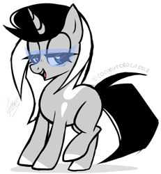 Size: 1119x1212 | Tagged: safe, artist:conflei, oc, oc only, pony, unicorn, bedroom eyes, eyelashes, female, horn, mare, signature, simple background, solo, unicorn oc, white background