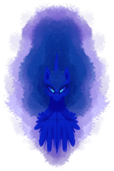 Size: 2445x3662 | Tagged: safe, artist:conflei, princess luna, alicorn, pony, g4, bust, ethereal mane, female, high res, mare, simple background, solo, starry mane, transparent background, x0000 milestone