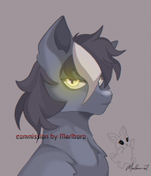 Size: 1800x2096 | Tagged: safe, artist:marlboro-art, oc, pony, bust, commission, commissions open, gray background, simple background, solo