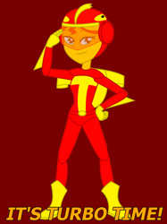 Size: 1280x1707 | Tagged: safe, artist:goonthetoonkid, sunset shimmer, human, equestria girls, g4, crossover, jingle all the way, salute, superhero, turbo man