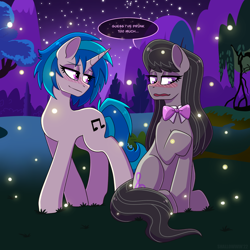 Size: 2048x2048 | Tagged: safe, artist:shallowwin, dj pon-3, octavia melody, vinyl scratch, earth pony, pony, unicorn, g4, alcohol, beer, blushing, cute, dialogue, drunk, female, high res, lesbian, love, mare, mare on mare, ship:scratchtavia, shipping