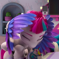 Size: 880x880 | Tagged: safe, screencap, zipp storm, pegasus, pony, g5, my little pony: make your mark, my little pony: make your mark chapter 3, winter wishday, spoiler:g5, spoiler:winter wishday, 3d, adorazipp, cropped, cute, eyes closed, female, mare, solo