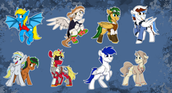 Size: 6244x3396 | Tagged: safe, pegasus, pony, unicorn, commission, female, flying, group, male, mare, stallion, your character here