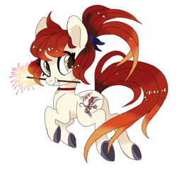 Size: 595x590 | Tagged: safe, artist:rougeasassin, earth pony, pony, female, mouth hold, ponified, simple background, solo, sparkler (firework), white background