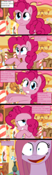 Size: 600x2004 | Tagged: safe, artist:andromedasparkz, pinkie pie, earth pony, pony, g4, comic, female, implied cupcakes, mare, pinkamena diane pie, solo, sugarcube corner