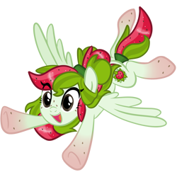 Size: 4096x4096 | Tagged: safe, artist:sjart117, derpibooru exclusive, oc, oc only, oc:watermelana, pegasus, pony, 2023 community collab, derpibooru community collaboration, female, flying, freckles, gradient hooves, happy, mare, pegasus oc, simple background, smiling, solo, spread wings, transparent background, underhoof, wings