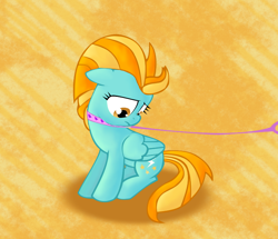 Size: 792x680 | Tagged: safe, artist:andromedasparkz, lightning dust, pegasus, pony, g4, collar, female, leash, mare, pony pet, solo