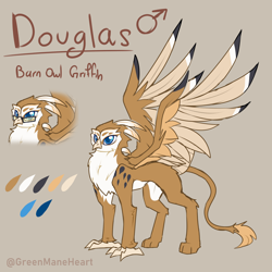 Size: 4000x4000 | Tagged: safe, artist:greenmaneheart, oc, oc:douglas, griffon, absurd resolution, male, reference sheet, solo