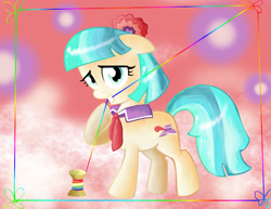 Size: 1410x1086 | Tagged: safe, artist:andromedasparkz, coco pommel, earth pony, pony, g4, female, mare, rainbow thread, solo, thread