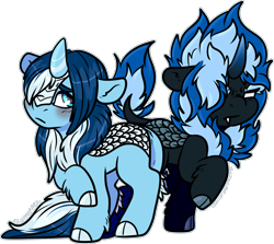 Size: 1922x1711 | Tagged: safe, artist:sexygoatgod, oc, oc only, oc:glacier mint, kirin, nirik, pony, adoptable, cloven hooves, duality, hair over one eye, self paradox, simple background, transparent background