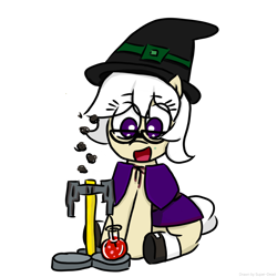 Size: 2048x2048 | Tagged: safe, artist:super-dead, earth pony, pony, brew, clothes, glasses, hat, high res, minecraft, ponified, simple background, solo, white background, witch, witch hat
