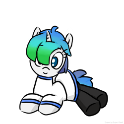 Size: 1024x1024 | Tagged: safe, artist:super-dead, pony, unicorn, browser ponies, clothes, gradient mane, microsoft edge, ponified, simple background, solo, white background