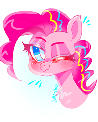 Size: 1080x1350 | Tagged: safe, artist:jully-park, pinkie pie, earth pony, pony, g4, cute, digital art, female, looking at you, mare, one eye closed, simple background, smiling, smiling at you, solo, white background, wink, winking at you