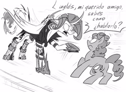 Size: 3508x2560 | Tagged: safe, artist:hilloty, oc, alicorn, pony, commission, high res, sketch, spanish, spanish text