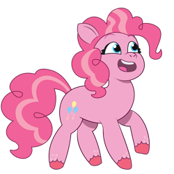 Size: 1200x1200 | Tagged: safe, artist:prixy05, pinkie pie, earth pony, pony, g4, g5, my little pony: tell your tale, female, g4 to g5, generation leap, mare, open mouth, open smile, show accurate, simple background, smiling, solo, tell your tale accurate, transparent background, unshorn fetlocks, vector