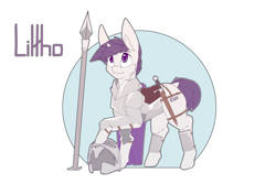 Size: 3600x2400 | Tagged: safe, artist:chapaevv, oc, oc only, oc:liltho, pony, unicorn, armor, commission, helmet, high res, knight, male, reference sheet, royal guard, simple background, solo, spear, sword, weapon, white background