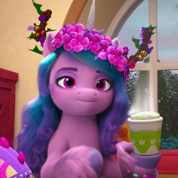 Size: 1080x1080 | Tagged: safe, screencap, izzy moonbow, pony, unicorn, g5, my little pony: make your mark, my little pony: make your mark chapter 3, winter wishday, spoiler:g5, spoiler:winter wishday, cropped, female, mare, solo