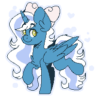 Size: 200x200 | Tagged: safe, artist:crystal-clarityy, oc, oc only, oc:fleurbelle, alicorn, pony, adorabelle, alicorn oc, bow, cute, female, hair bow, horn, ocbetes, simple background, smiling, solo, transparent background, wings, yellow eyes