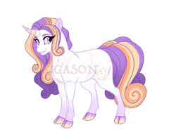 Size: 2900x2300 | Tagged: safe, artist:gigason, oc, oc:heart stitch, pony, unicorn, cloven hooves, female, high res, magical lesbian spawn, mare, obtrusive watermark, offspring, parent:amber laurel, parent:rarity, simple background, solo, transparent background, watermark
