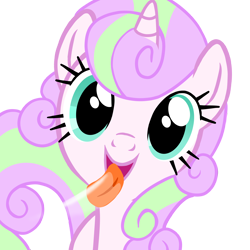Size: 4000x4000 | Tagged: safe, artist:soundwavedragon, edit, oc, oc:fizzy sprinkles, pony, unicorn, g4, curly mane, drool, eyelashes, front view, horn, licking, looking at you, mlem, multicolored hair, multicolored tail, not a vector, open mouth, png, show accurate, silly, simple background, solo, tail, tongue out, transparent background