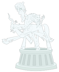 Size: 1500x1800 | Tagged: safe, artist:prixy05, cozy glow, lord tirek, queen chrysalis, centaur, changeling, pegasus, pony, g4, the ending of the end, legion of doom statue, petrification, simple background, statue, transparent background