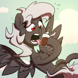 Size: 1000x1000 | Tagged: safe, artist:la hum, oc, oc only, oc:headless female pegasus, pegasus, pony, glass, licking, pegasus oc, solo, tongue out