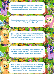 Size: 2048x2783 | Tagged: safe, gameloft, applejack, fluttershy, twilight sparkle, alicorn, earth pony, pegasus, pony, g4, my little pony: magic princess, applejack's hat, cowboy hat, crown, dialogue, dialogue box, english, event, female, folded wings, hat, high res, horn, jewelry, mare, regalia, speech bubble, spread wings, text, twilight sparkle (alicorn), wings