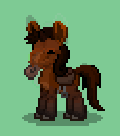 Size: 172x195 | Tagged: safe, artist:hoppy7000, horse, pony town, ambiguous gender, green background, hoers, realistic, saddle, shadow, simple background, solo, tack