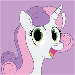 Size: 900x900 | Tagged: safe, artist:prixy05, sweetie belle, pony, unicorn, g4, bust, portrait, purple background, simple background, solo