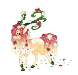 Size: 2900x2780 | Tagged: safe, artist:gigason, oc, oc only, oc:poinsettia, hybrid, female, high res, obtrusive watermark, offspring, parent:fluttershy, parent:the great seedling, simple background, solo, transparent background, watermark