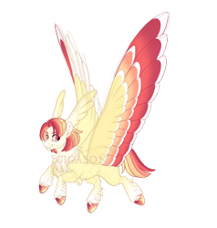 Size: 3900x4100 | Tagged: safe, artist:gigason, oc, oc only, oc:hermes, hybrid, pegasus, pony, colored wings, high res, male, multicolored wings, obtrusive watermark, offspring, parent:rainbow dash, parent:the great seedling, simple background, solo, transparent background, watermark, wing ears, wings