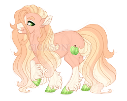 Size: 2900x2300 | Tagged: safe, artist:gigason, oc, oc only, oc:peridot apple, earth pony, pony, high res, magical lesbian spawn, obtrusive watermark, offspring, parent:amber laurel, parent:applejack, simple background, solo, transparent background, watermark