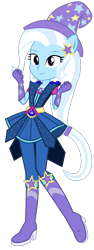 Size: 702x1873 | Tagged: safe, artist:ajosterio, trixie, human, equestria girls, g4, legend of everfree, alternate universe, boots, clothes, clothes swap, crystal guardian, gloves, hat, high heel boots, ponied up, shoes, simple background, solo, transparent background