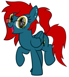 Size: 875x973 | Tagged: safe, artist:thunder-blur, oc, oc only, oc:thunder blur, pegasus, pony, 2023 community collab, derpibooru community collaboration, ear piercing, earring, glasses, jewelry, pegasus oc, piercing, ponytail, simple background, solo, transparent background
