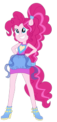 Size: 1900x4020 | Tagged: safe, artist:gmaplay, pinkie pie, cheer you on, equestria girls, g4, spoiler:eqg series (season 2), alternate hairstyle, big smile, boots, clothes, gloves, ponied up, ponytail, shoes, simple background, sleeveless, solo, super ponied up, teeth, transparent background